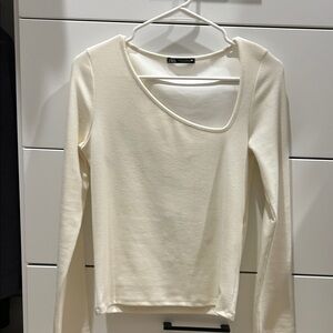 Elegant Cream Long Sleeve Top size M from Zara